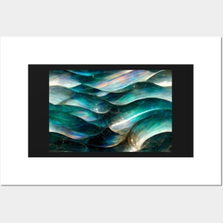 Iridescent Painted Glass Waves Posters and Art